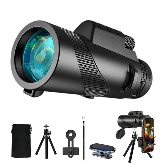 80X100 Monocular Telescope High Power with Smartphone Holder & Tripod High Definition Larger Vision Monocular for Adults for Bird Watching Hiking Camping