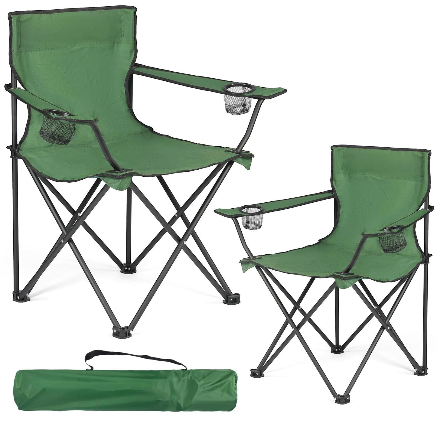 2 Pack Camping Chairs -Lightweight and Supportive Chairs for Adult and Lightweight Individuals - Compact Durable and Portable - Ideal for Camping Hiking Beach and Picnics -Carry Bag