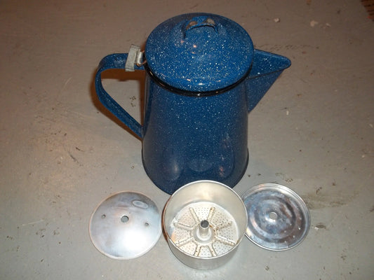 Camping Blue Enamel Coffee Pot with Perculation