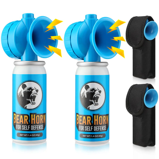 2Pack 1.4oz Bear Horn Self Defense 123dB Loud Air Horn Audible up to 1/2 Mile Safety Air Horn for Wild Animals Bear Alarm for Hiking Climbing Camping and Outdoor Protection